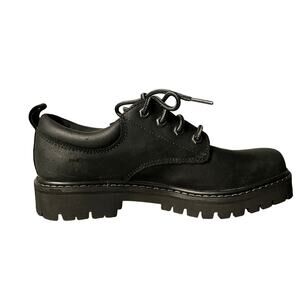 NWT Skechers 7.5 Chunky Shoes Black Leather Lace Up Y2K New Old Stock Lug Sole
